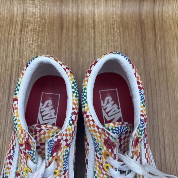 VANS Old Skool Platform Pride Multi Rainbow White Checker Women 8 Men 6.5 - Picture 7 of 8